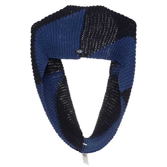 NWT UGG Two Tone Blocked Infinity Scarf Blue Black Knit Size OS - Picture 3 of 6